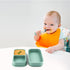 4pcs Travel Suction Plate Set for Baby, Portable Silicone Divided Bowls with Utensils for Toddler, Green