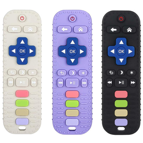 Chuya Silicone Baby Teether Toy | Chew Toy for Babies 0-6 Months | Teething Relief Remote Control Shape (3 Pack)