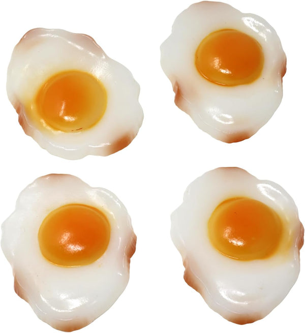 Honbay 4PCS Lifelike Artificial Fried Eggs PVC Resin Fake Food Realistic Simulation Cooked