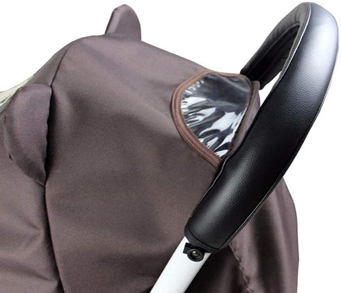 CHILDHOOD Universal Baby Stroller Armrest Handle Sleeve Cover, Artificial Leather, Black