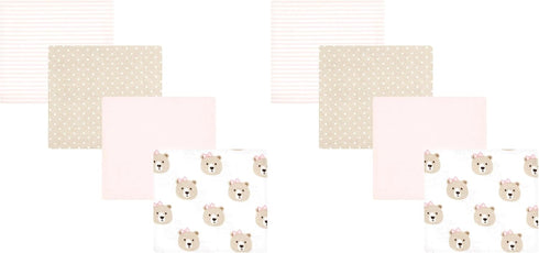 Hudson Baby Unisex Baby Cotton Flannel Receiving Blankets, Pink Taupe Bear, One