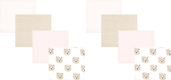 Hudson Baby Unisex Baby Cotton Flannel Receiving Blankets, Pink Taupe Bear, One