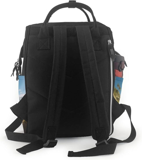 HCBPWVQA Backpack Daypacks Backpack Mommy Beach Themed Diaper Bag with Changing Pad and Pacifier Holder, Multifunction