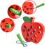 JCREN Wooden Lacing Apple Threading Toys - Wood Lace Block Puzzle Shape Travel Game for 3-5 Years Old Kids
