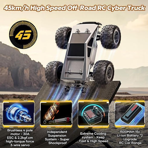1:16 45mph 4WD 2.4GHz HOMETALL Brushless RC Car Remote Control Truck for Adults, Max High Speed Off-Road Remote Control