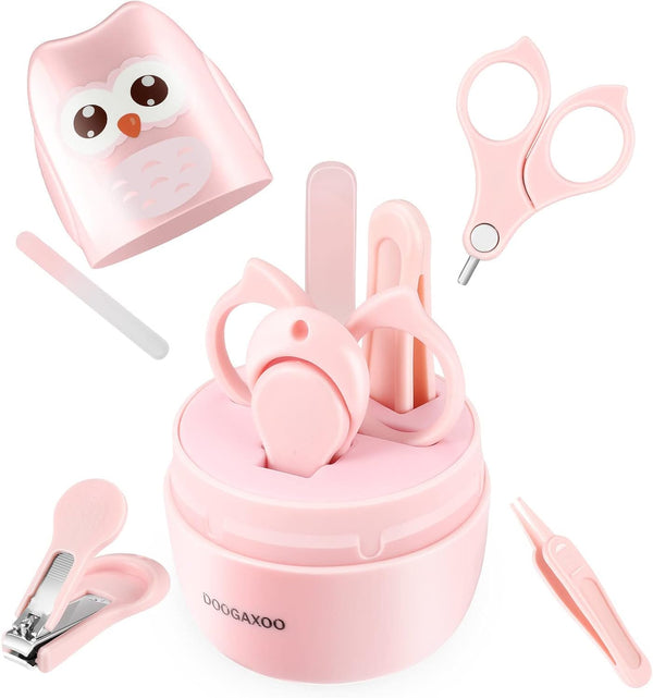 Baby Nail Clippers, 4-in-1 Safe Nail Kit with Cute Case for Newborn, Infant, Toddler - Light-Rose