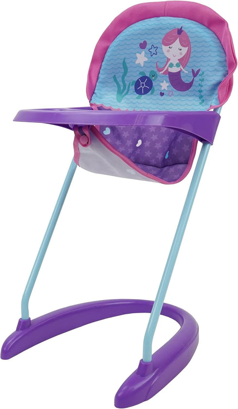509 3+ Crew Mermaid Doll Highchair - Kids Pretend Play Highchair w/Front Tray & Safety Harness, Feeding Playtime Ages