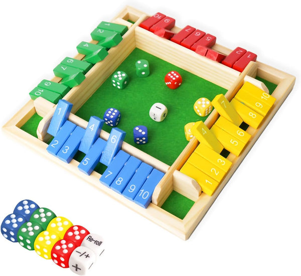 Elanbells Shut The Box Dice Game 12 Inch Upgraded 2-4 Player Wooden Dice