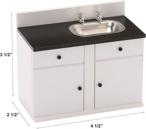 Countertop, 1:12 6 Inch Dollhouse Kitchen Sink Cabinet, Mini White Scale Furniture for Dolls