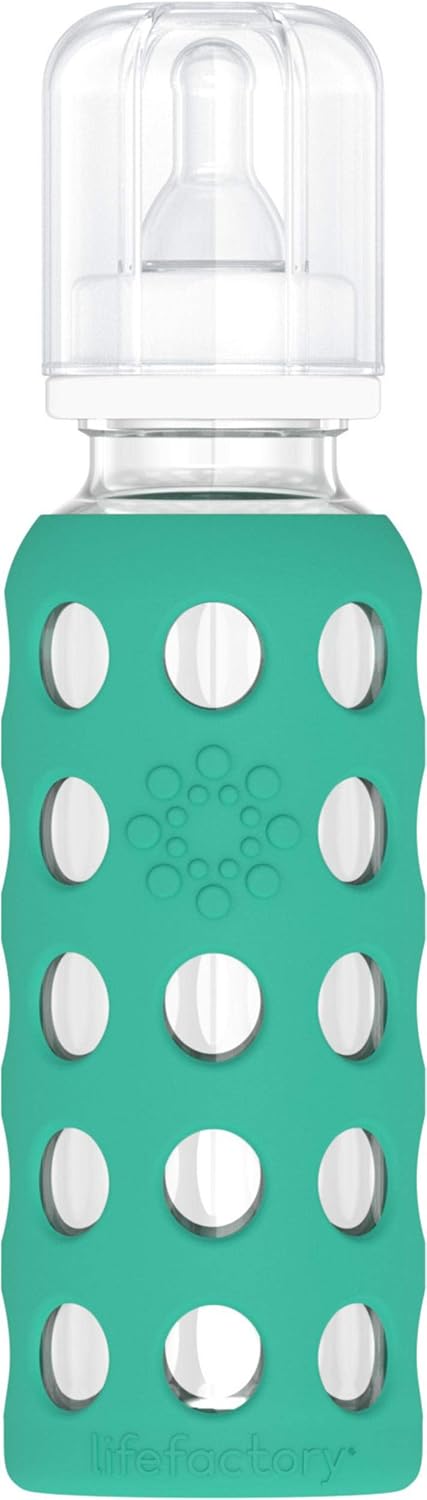 Set (1) 9-Ounce (1) 16-Ounce Lifefactory Baby & Me Glass Bottle Gift Baby Bottle Kale, Glass Bottle Optic White