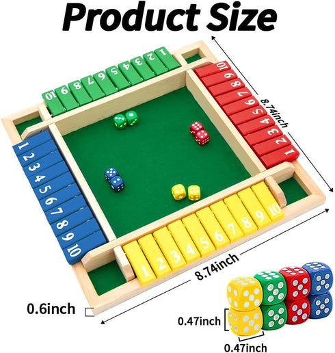 Nicecho Shut The Box Dice Game, 2-4 Player Family Wooden Board Game for Adults and Kids