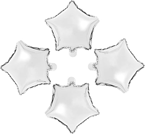 MOWO Star-shaped Foil Balloons, 10" Silver, Pack of 50