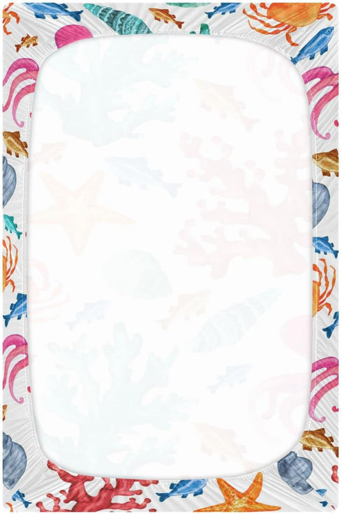 Pack 39" 27" Colorful Ocean Animal Crib Sheets for Boys Girls N Play Sheet Soft Breathable Mini Crib Sheets x