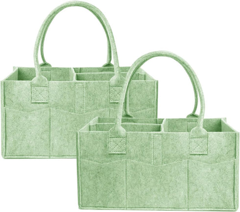 GINUMWA 2 Pack Diaper Caddy Organizer, Portable Baby Caddy Organizer with Handle, Collapsible