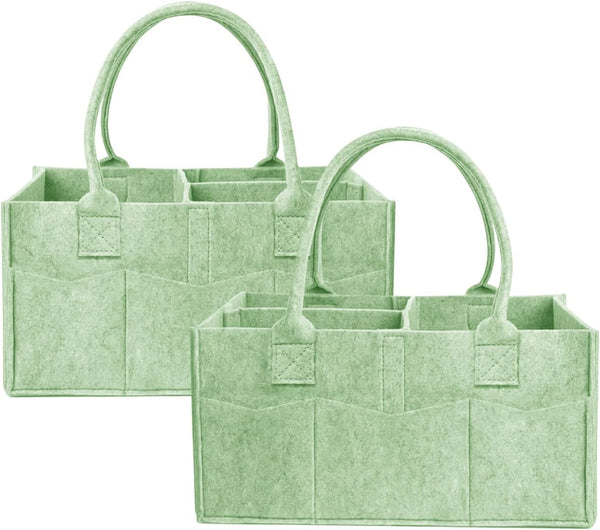 GINUMWA 2 Pack Diaper Caddy Organizer, Portable Baby Caddy Organizer with Handle, Collapsible