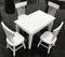 SXFSE Dollhouse Decoration Accessories, 1:12 Dollhouse Miniature Furniture Wooden White Dining Table Chair