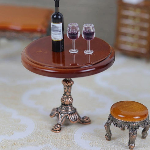 LUOZZY 1:12 Miniature Wooden Round Table Model for Dollhouse Accesories Miniature Side Table Dollhouse Furniture