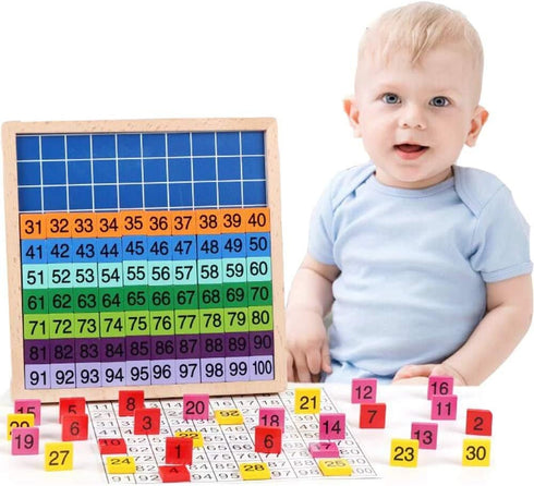 Umbresen Wooden Hundred Board Toy, Montessori 1-100 Consecutive Numbers Learning Toys Gift for Kids with Storage Bag