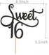 Black Glitter Sweet 16 Cake Topper for 16th Birthday Party Decoration Supplies