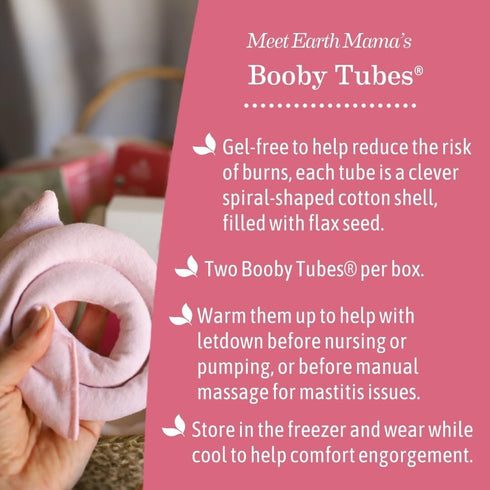 Earth Mama Booby Tubes, Gel-Free Hot & Cold Compress Nursing Packs for Tender Breasts, 4.2-Ounce