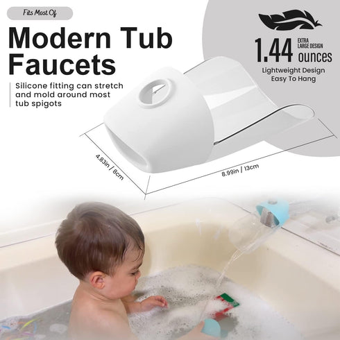 Bath Helper - Bath Tub Faucet Extender, Guides Water Directly from Faucet to Baby Bath Tub Without Splashing (Clear