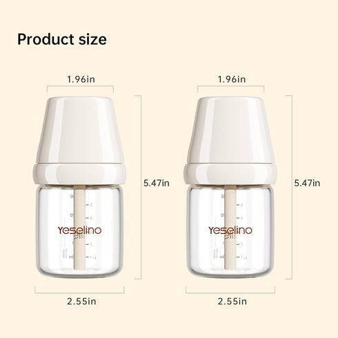 5oz 0-6 2 Pack 4pcs Natural Nursing Glass Baby Bottle - with Anti-Colic Vent System - BPA-Free, with Medium Flow