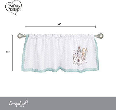 EVERYDAY KIDS Precious Moments Noah’s Ark Window Valance, Toddler Décor with Giraffes, Tigers, Elephants - 60x15”