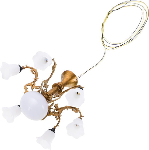 Model Chandelier Mini Lamp for Doll House, Tiny House Ceiling Lamp, Dollhouse LED Chandelier Miniature Furniture