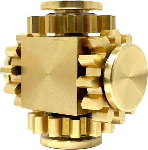 Pure Brass Cube Gears Linkage Fidget Spinner Toys, Ideal Gift for ADHD/ADD/Autism to Relieve Stress & Promote Focus