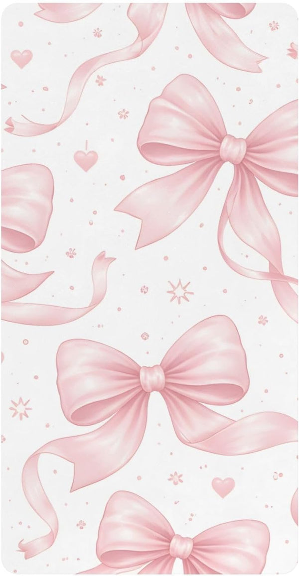 CZXW Bows Watercolor Pink Crib Sheets Fitted 52" x 28" Natural Cotton Soft