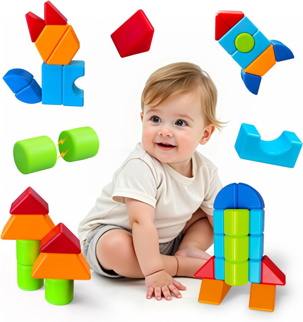 Pairez Toys Magnetic Building Blocks, Large Magnetic Blocks for Kids Ages 1-3,