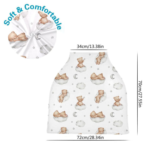 Car Seat Covers for Babies - Breathable Breastfeeding Cover, Stretchy Shopping Cart Cover, Teddy Bears on Clouds