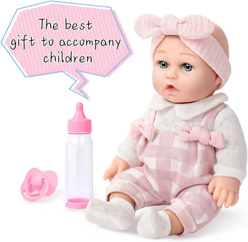 BDDOLL 12'' Playset 36 Baby Doll and Clothes Accessories with Feeding Bottle Pacifier First Baby Dolls for Toddlers