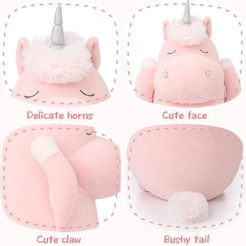 MorisMos 36.2" Unicorn Body Pillow, Large Hugging Pillow Stuffed Animal, Soft Plush Toy for Kids, Pink