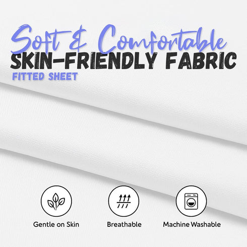 22"x52" Pack 6 Fitted Cot Sheet for Daycare Toddlers of Soft & Breathable Microfiber Cot Sheets with Reinforced Elastic