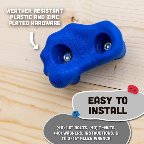Squirrel Products Rock Climbing Holds for Kids, Deluxe Extra Large Climbing Rocks with Mounting Hardware for DIY