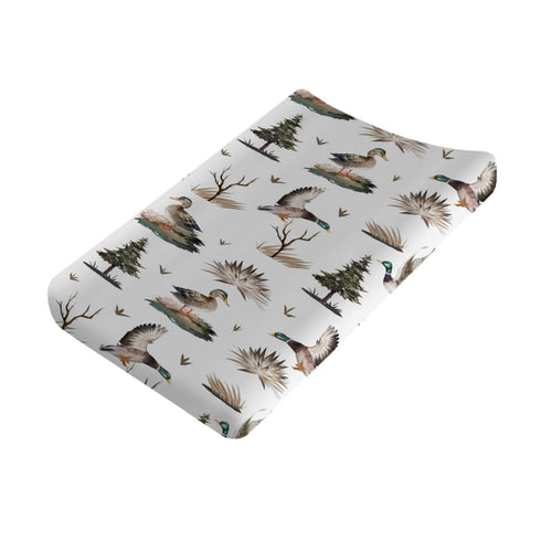 Watercolor Mallard Duck Changing Pad Cover, 32"x16" Soft Stretch Fitted Sheets for Boys Girls