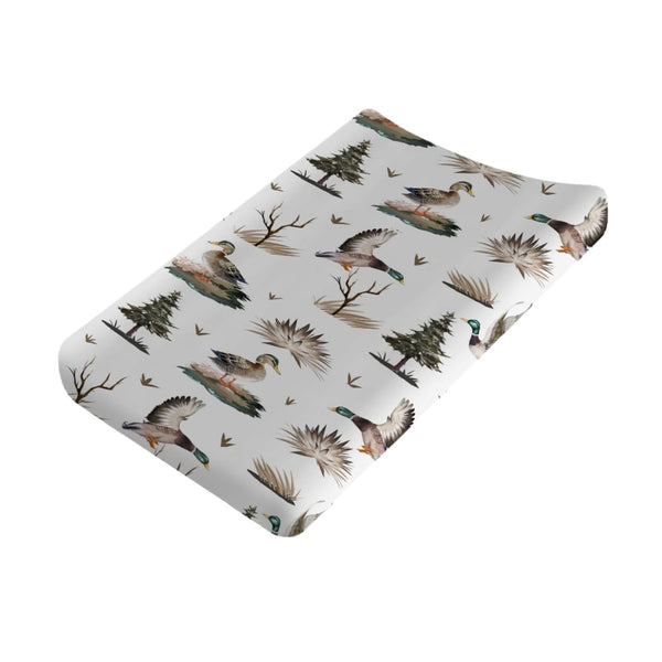 Watercolor Mallard Duck Changing Pad Cover, 32"x16" Soft Stretch Fitted Sheets for Boys Girls