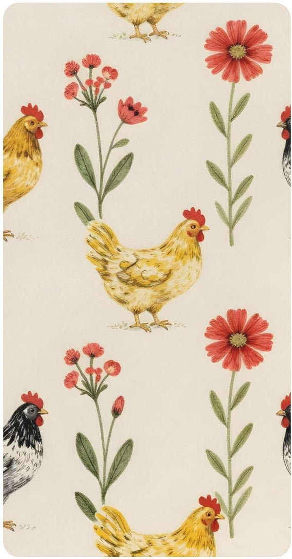 CZXW Rustic Floral Chicken Crib Sheets Fitted 52" x 28" Natural Cotton Soft