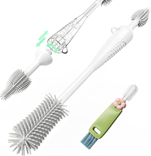 HOMCHEER Food-Grade Silicone Cleaning Brush Kit, 6 in 1 Cup Lid Cleaning Brush,