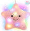 WEWILL 9'' LED Twinkle Star Soft Plush Pillow - Glowing Stuffed Star Light up Pillow with Colorful Night Lights (Pink)