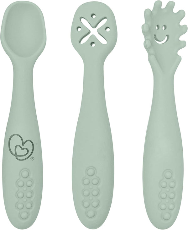 Dreambaby Scoop Mash and Twist Silicone Baby Spoon Set, 3 Stage Toddler Utensils for Baby Led Weaning