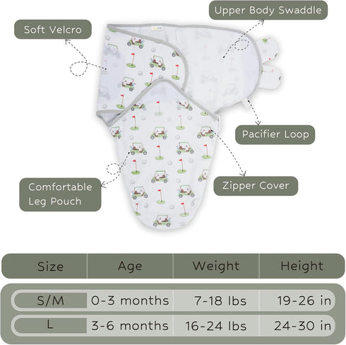 Baby Swaddles, 100% Organic Cotton for Newborns Boys & Girls, 0-3 Months with Easy Change Zipper