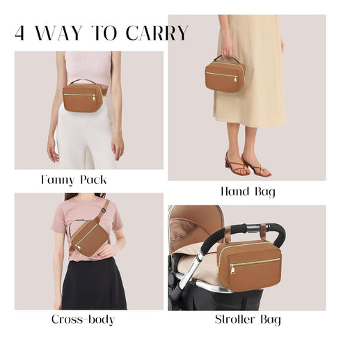 Pack printe Small Diaper Bag with Portable Changing Pad, Crossbody Diaper with Wipes Pocket, Women Waist Bag