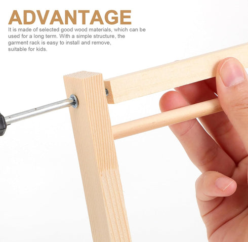 Zerodeko Doll Garment Rack with 10 Pcs Wooden Doll Clothes Hangers, Doll Closet Accessories for Dollhouse