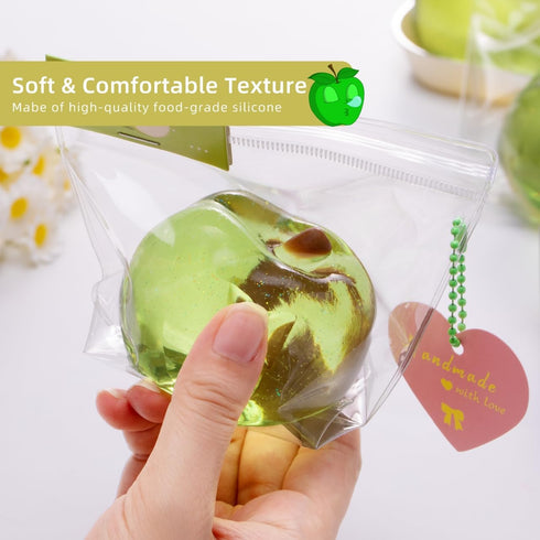 Handmade Silicon Taba Clear Apple Squishy Clear AppleSafe & Non-Toxic Sticky Mochi Squishy Fidget Stress-Relief Squeeze