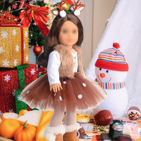 18 Inches Doll Clothes Christmas Deer Costume Tutu Dress for 18 Inch Doll