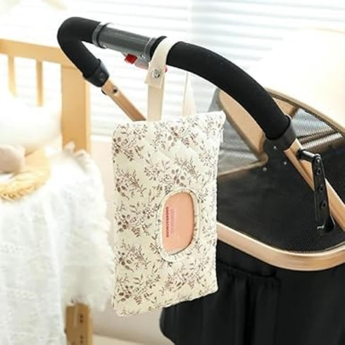 Generic Mommy's Quilted Baby Wipe Holder, Floral Diaper and Wipes Pouch Portable Quilted Wipes Bag for Stroller Daily