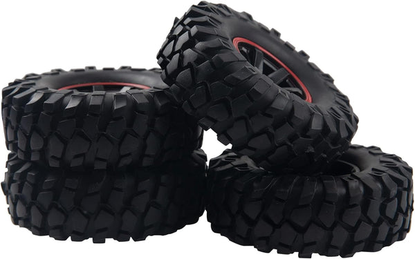 6-Spoke 1.9" Rubber Tires & 108mm Wheels with 12mm Hex Hub Rims for 1/10 Axial D90 SCX10 CC01 TF2 RC Crawler Car