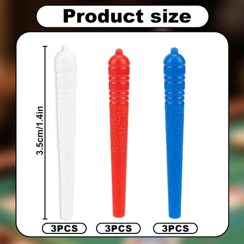 SAVITA 9 Pcs Plastic Cribbage Board Pegs, Three Colors Traditional Crib Pins with Tapered Design for Peg Board Games